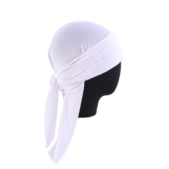 White velvet durag long tail