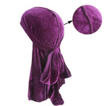 Durag violet <br> velours coutures roses