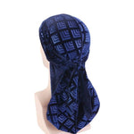 Durag bleu velours patchwork - Durag-Shop