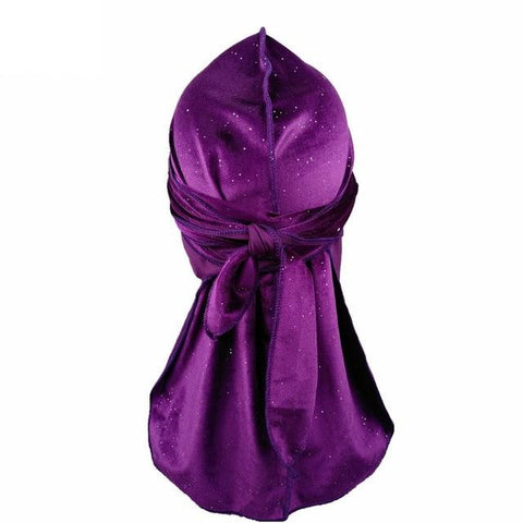 Durag violet velours brillant strass - Durag-Shop